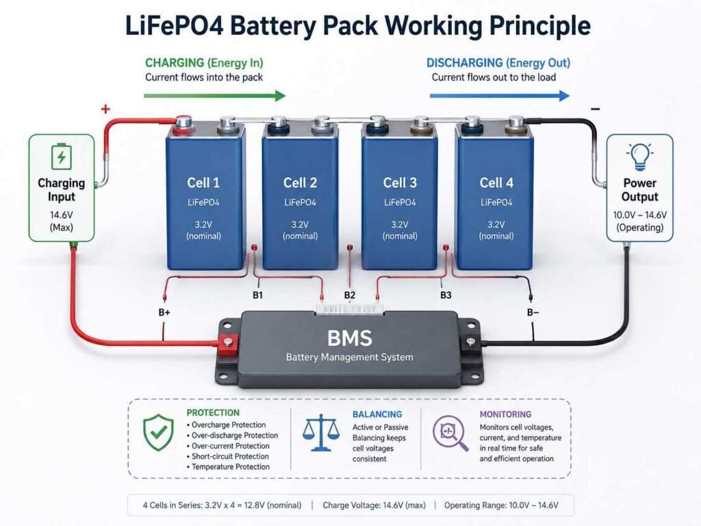 LiFePO4 battery pack working principle diagrampower